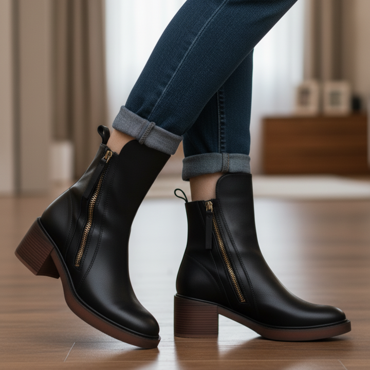 Carla | Chelsea Boots Mulher de Couro Salto Bloco