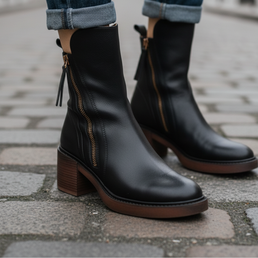 Carla | Chelsea Boots Mulher de Couro Salto Bloco