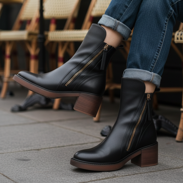Carla | Chelsea Boots Mulher de Couro Salto Bloco