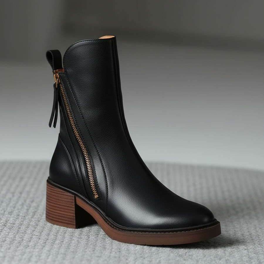 Carla | Chelsea Boots Mulher de Couro Salto Bloco