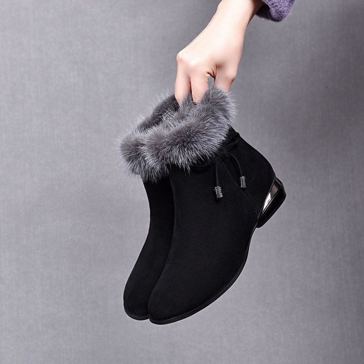 Carminho | Botins de Camurça com Pelo Mulher Salto Bloco