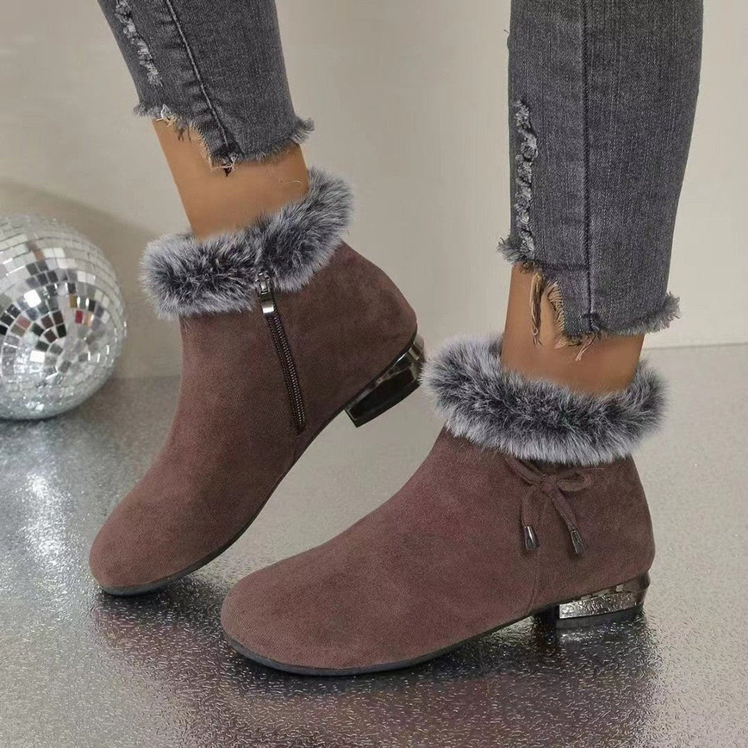 Carminho | Botins de Camurça com Pelo Mulher Salto Bloco