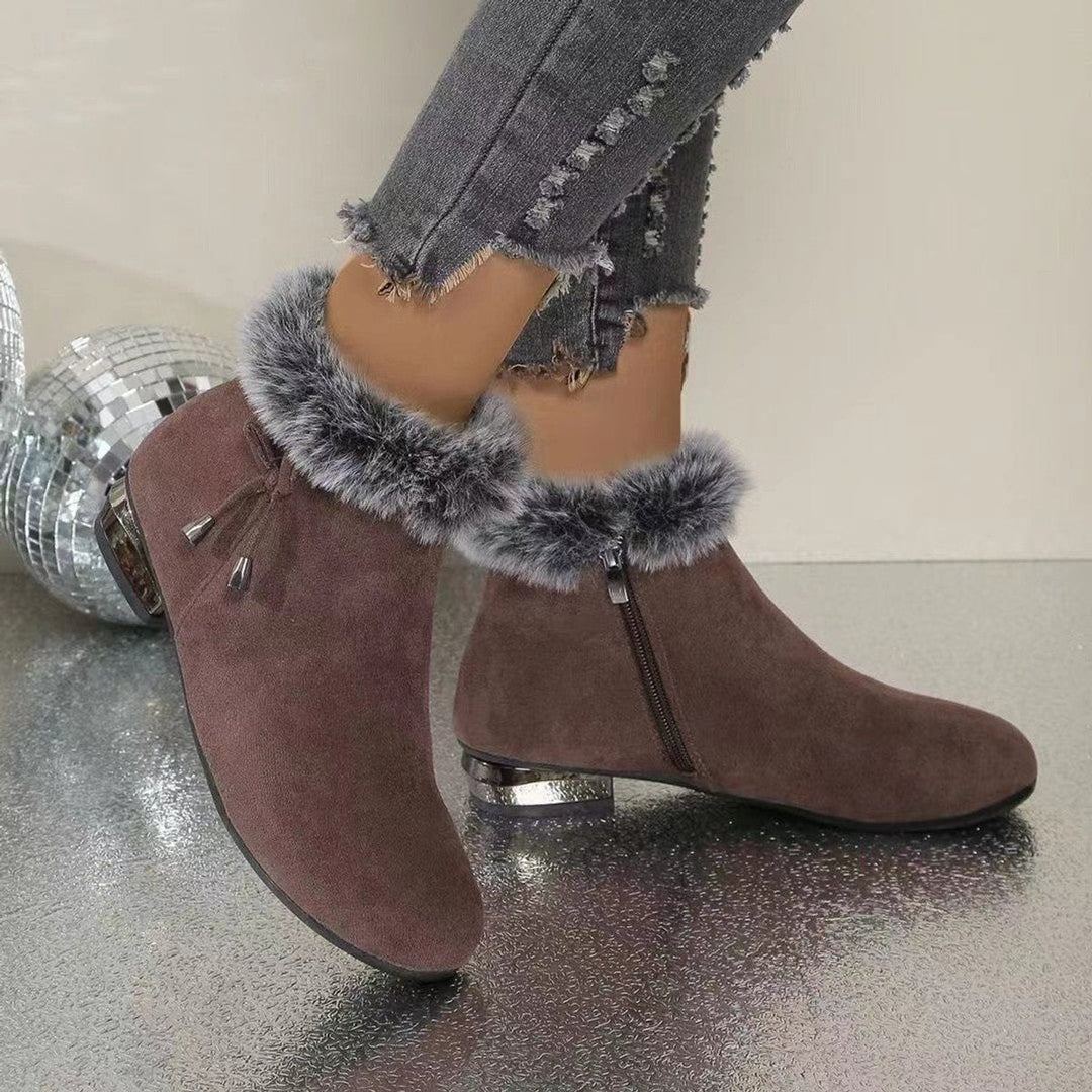 Carminho | Botins de Camurça com Pelo Mulher Salto Bloco