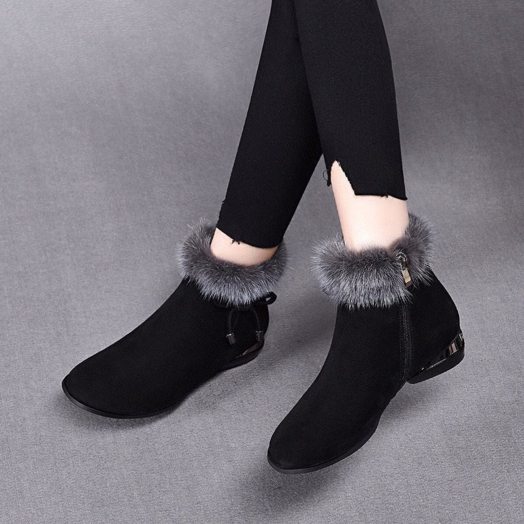 Carminho | Botins de Camurça com Pelo Mulher Salto Bloco