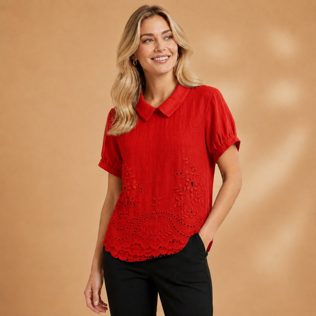Carminho | Camisa Listrada Geométrica Mulher Manga Curta