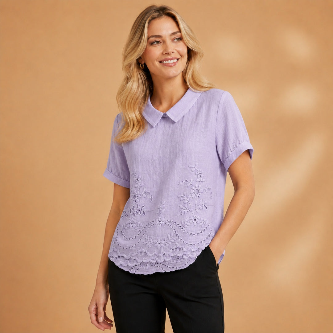 Carminho | Camisa Listrada Geométrica Mulher Manga Curta