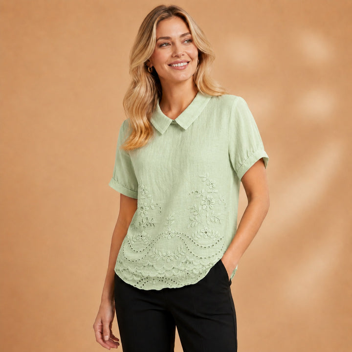 Carminho | Camisa Listrada Geométrica Mulher Manga Curta