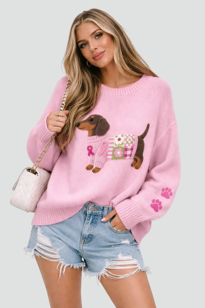 Carminho | Camisola de Malha Oversize Mulher Estampa Cão