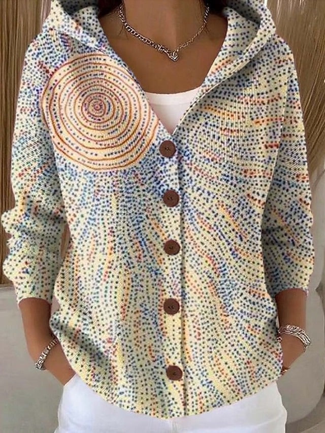 Carminho | Cardigan com Capuz Mulher Estampado Botões Manga Comprida
