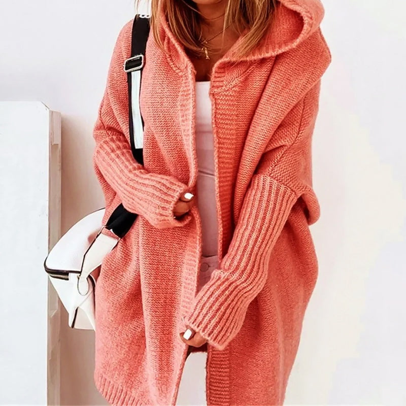 Carminho | Casaco de Malha com Capuz Mulher Oversize Comprido