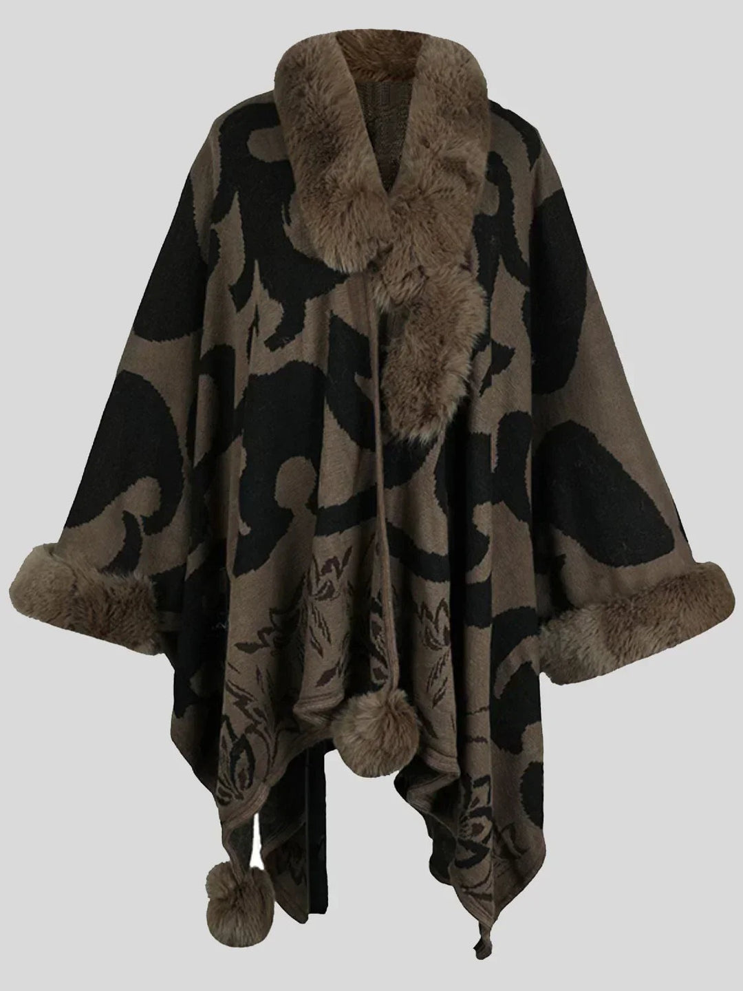 Carminho | Poncho Mulher Estampado Gola Pelo