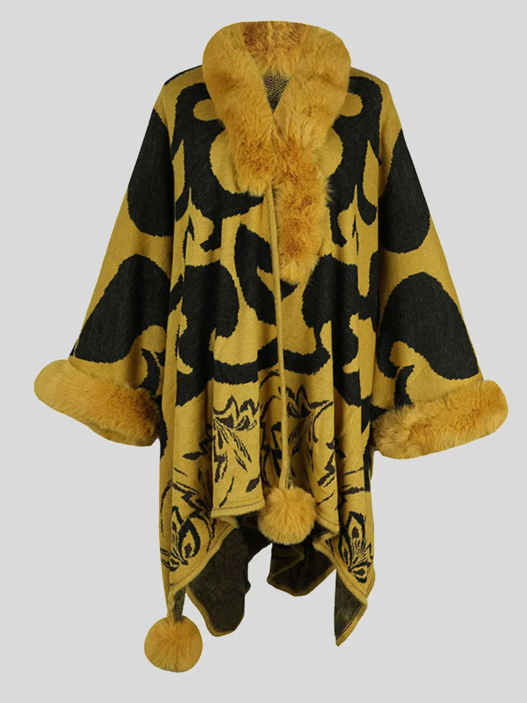 Carminho | Poncho Mulher Estampado Gola Pelo