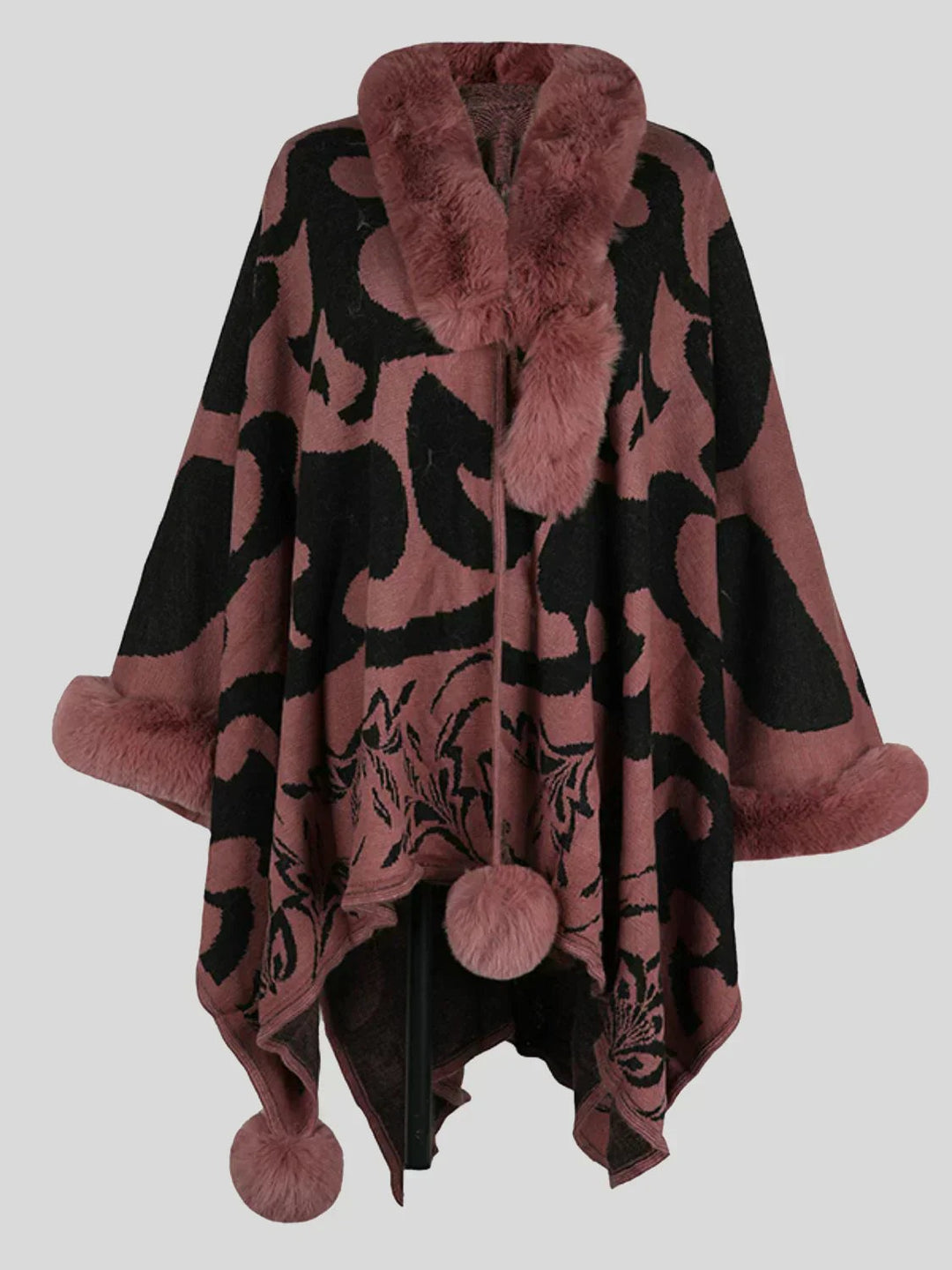 Carminho | Poncho Mulher Estampado Gola Pelo