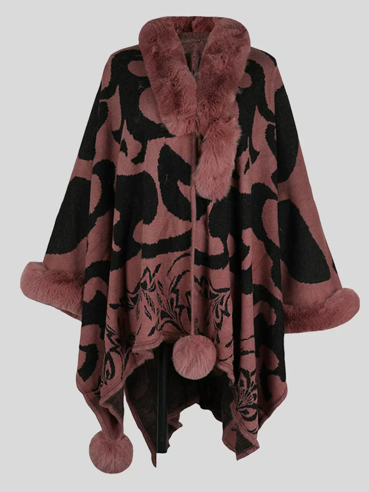 Carminho | Poncho Mulher Estampado Gola Pelo