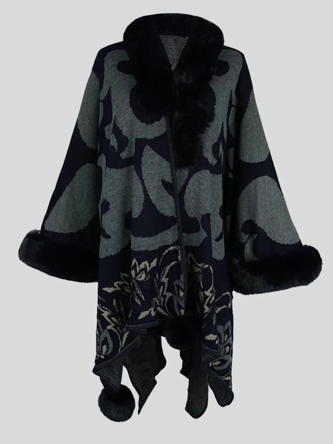 Carminho | Poncho Mulher Estampado Gola Pelo
