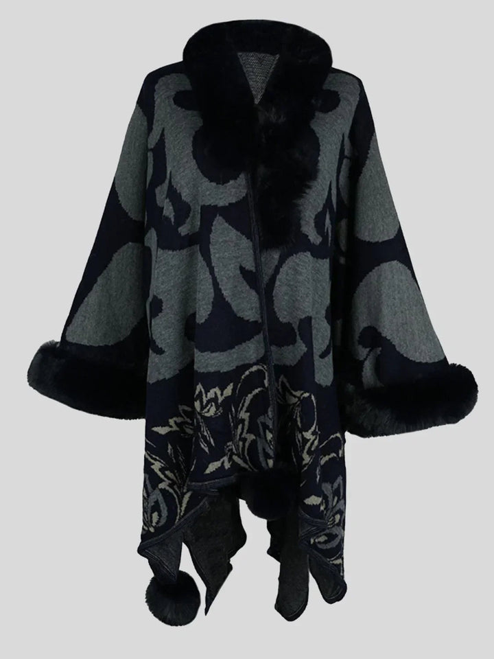 Carminho | Poncho Mulher Estampado Gola Pelo