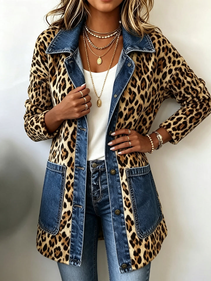 Carolina | Casaco Ganga Estampado Leopardo Mulher Manga Comprida