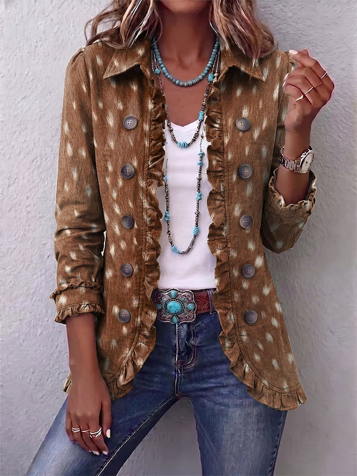 Carolina | Casaco Ganga Estampado Leopardo Mulher Manga Comprida