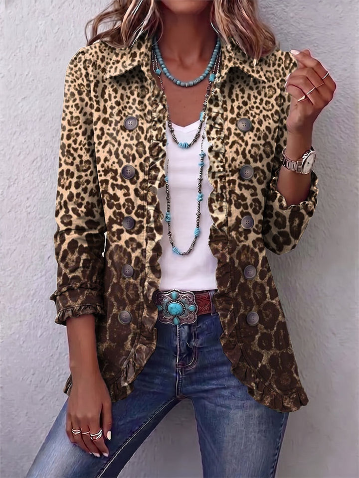 Carolina | Casaco Ganga Estampado Leopardo Mulher Manga Comprida