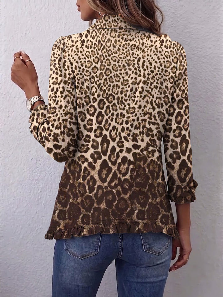 Carolina | Casaco Ganga Estampado Leopardo Mulher Manga Comprida