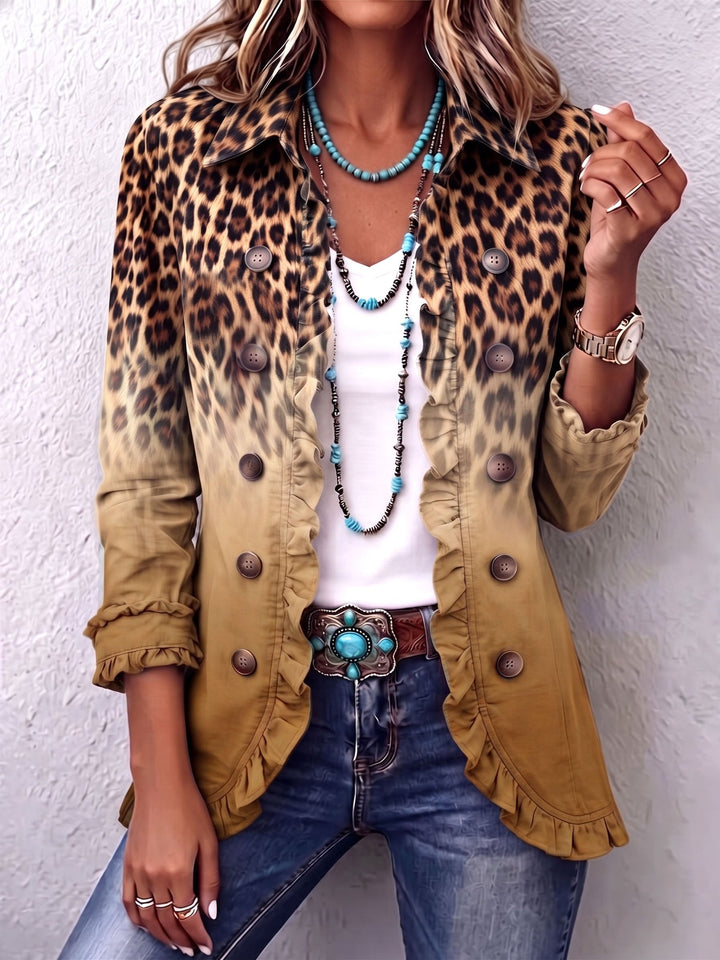 Carolina | Casaco Ganga Estampado Leopardo Mulher Manga Comprida
