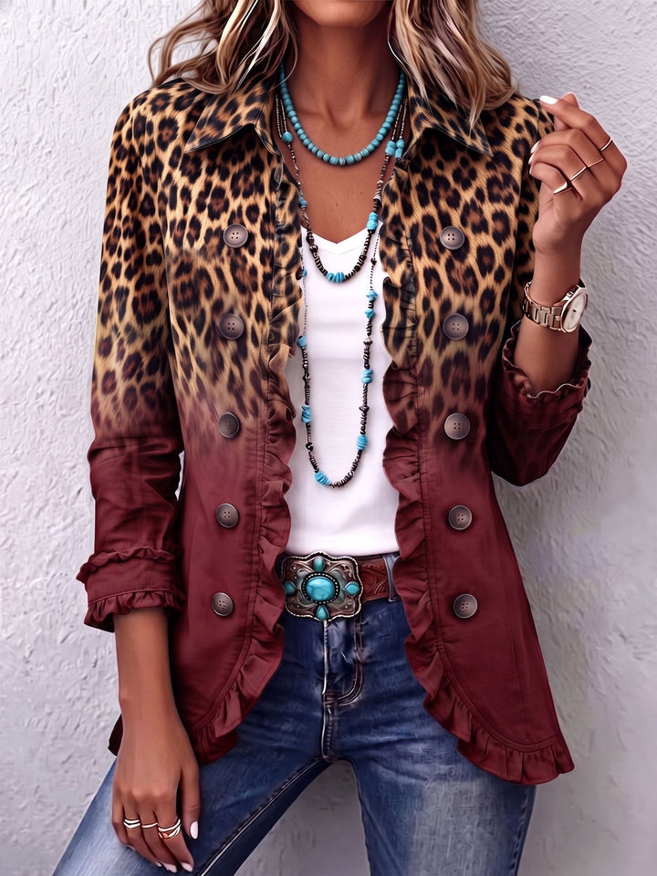 Carolina | Casaco Ganga Estampado Leopardo Mulher Manga Comprida