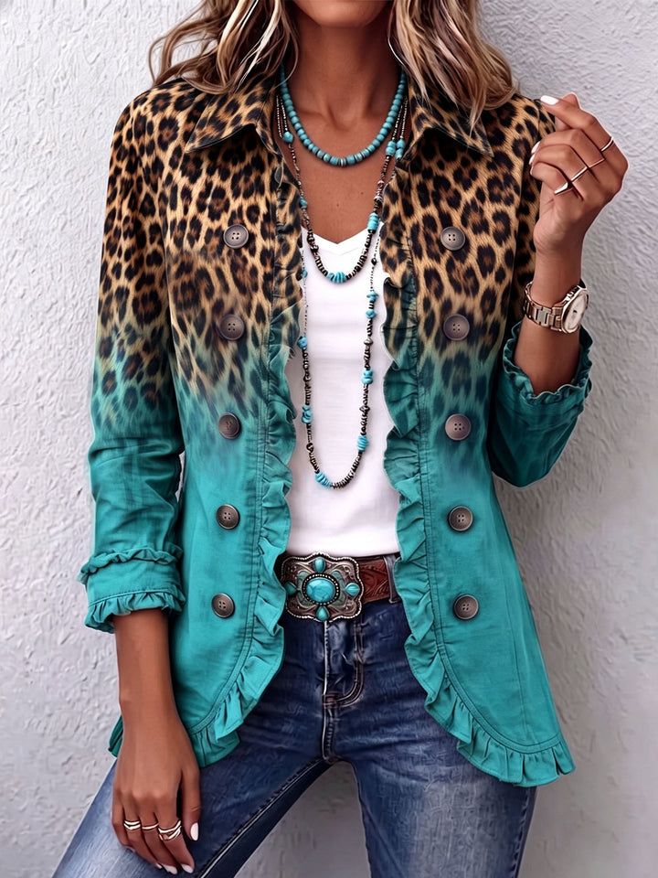 Carolina | Casaco Ganga Estampado Leopardo Mulher Manga Comprida