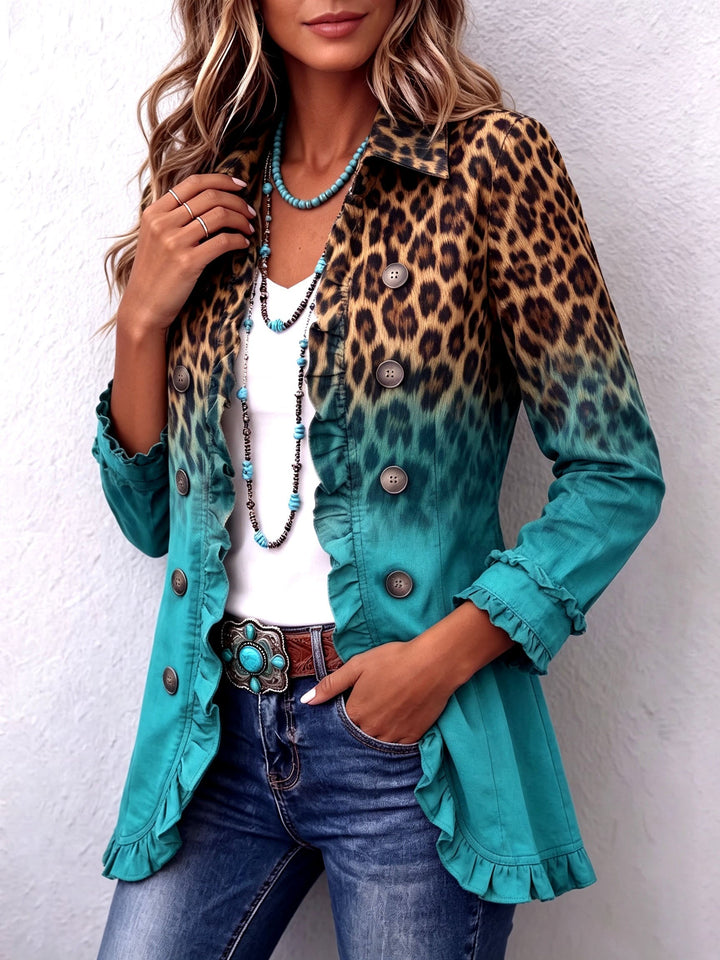 Carolina | Casaco Ganga Estampado Leopardo Mulher Manga Comprida