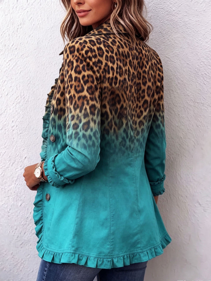 Carolina | Casaco Ganga Estampado Leopardo Mulher Manga Comprida