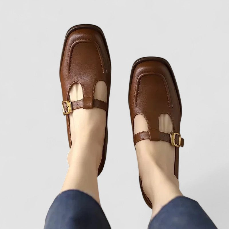 Carolina | Sapatos Mary Jane T-Strap Mulher Bico Quadrado