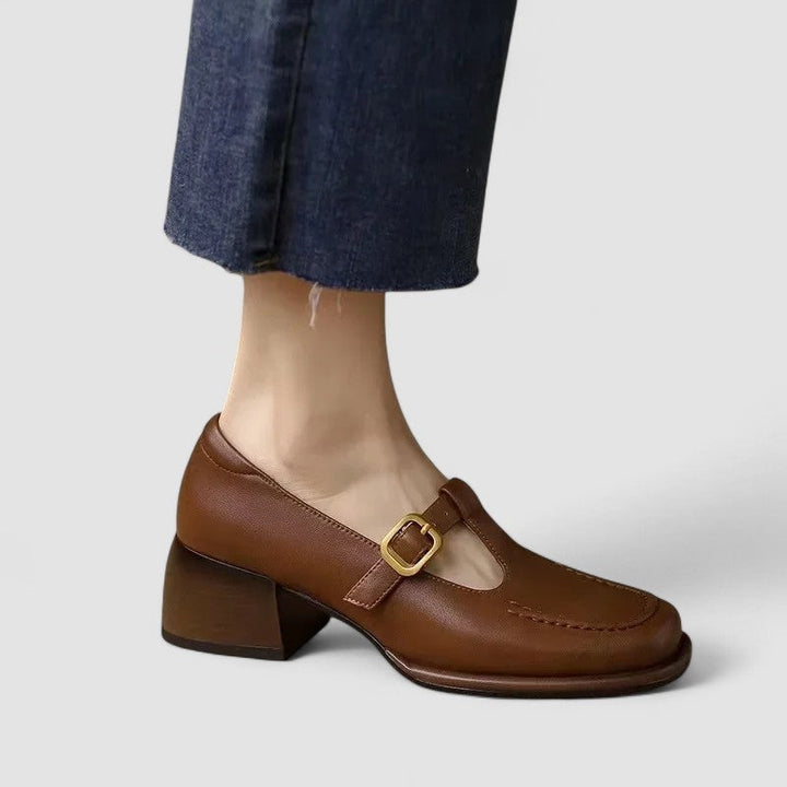 Carolina | Sapatos Mary Jane T-Strap Mulher Bico Quadrado