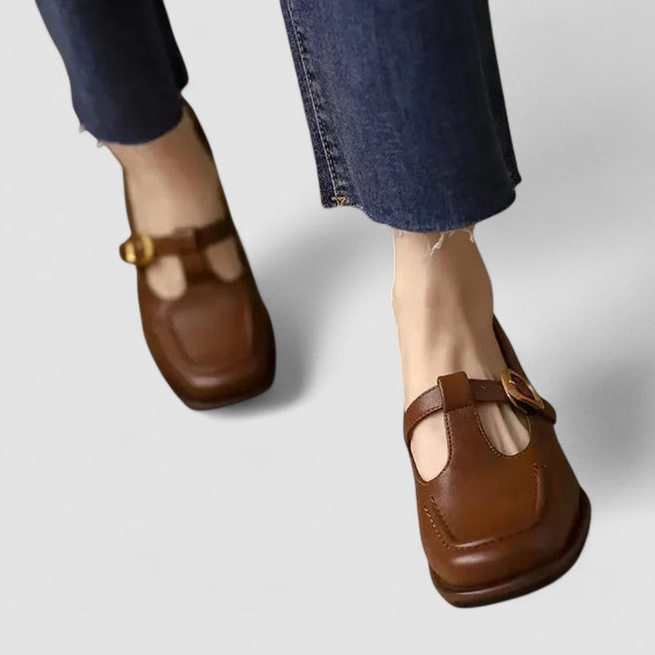 Carolina | Sapatos Mary Jane T-Strap Mulher Bico Quadrado