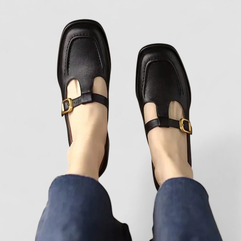 Carolina | Sapatos Mary Jane T-Strap Mulher Bico Quadrado
