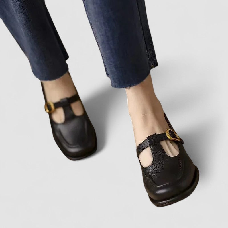 Carolina | Sapatos Mary Jane T-Strap Mulher Bico Quadrado