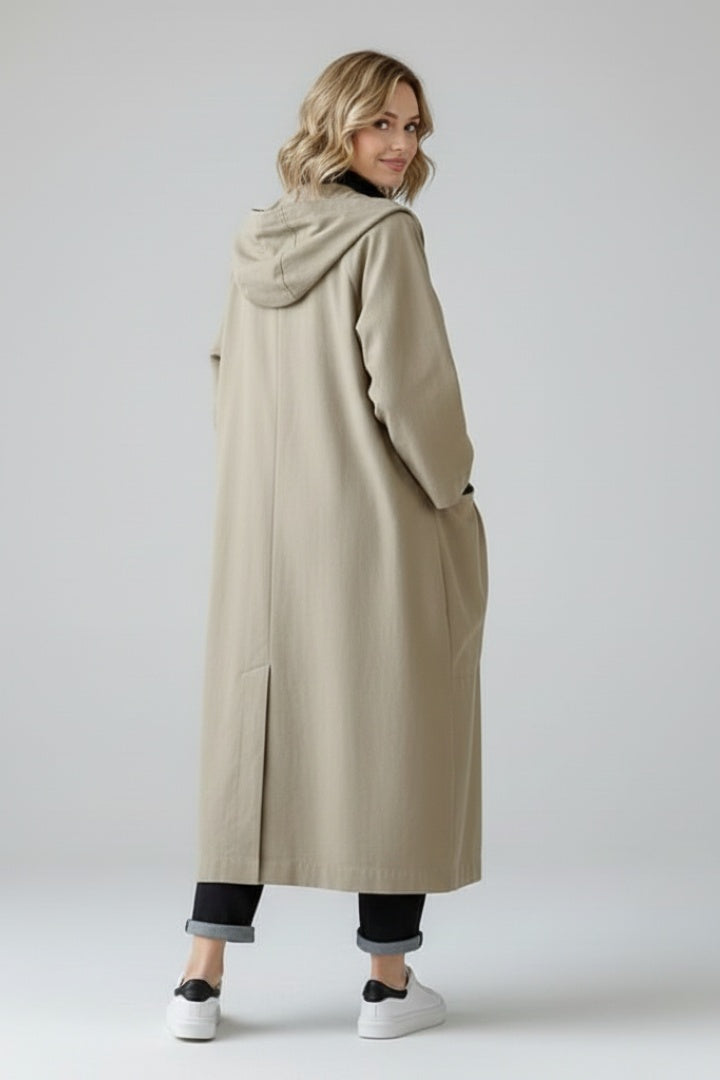 Carolina | Trench Coat Oversize Mulher com Capuz e Bolsos
