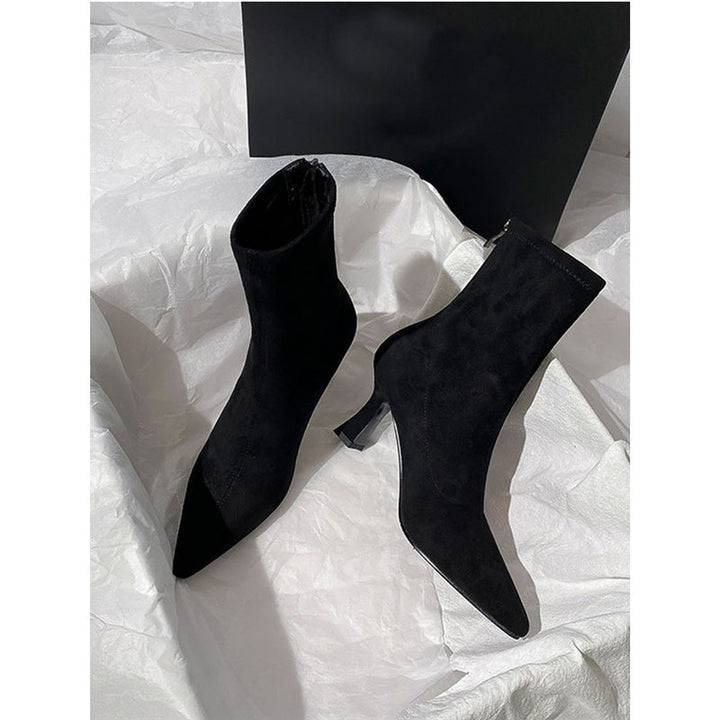 Catarina | Botins de Camurça Salto Esculpido Mulher Bico Fino
