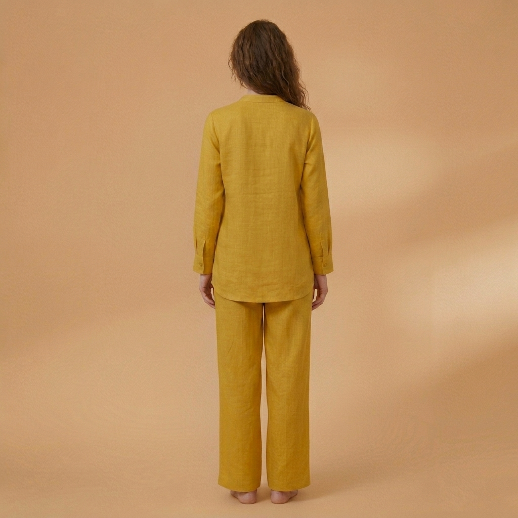 Catarina | Conjunto de Linho Camisa e Calças Largas Mulher Estampado