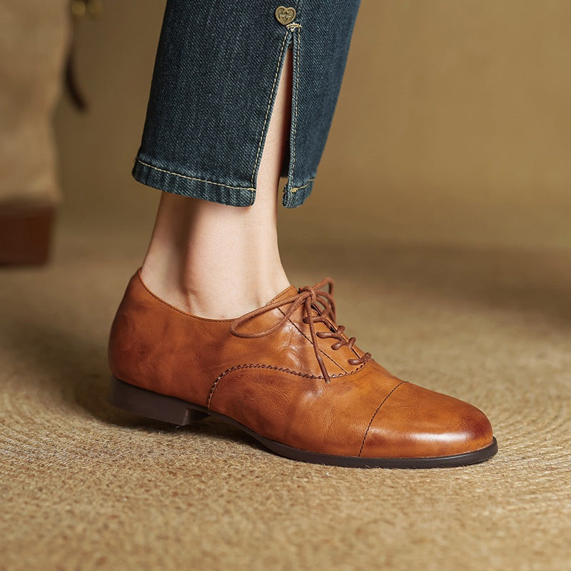 Catarina | Sapatos Oxford de Couro Mulher com Atacadores