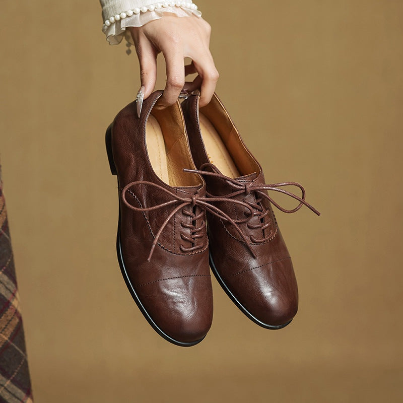 Catarina | Sapatos Oxford de Couro Mulher com Atacadores