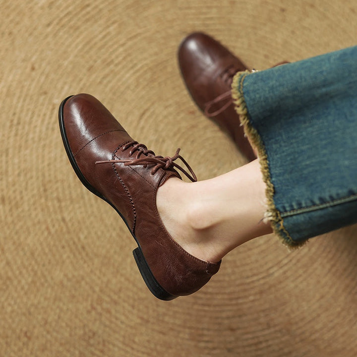 Catarina | Sapatos Oxford de Couro Mulher com Atacadores
