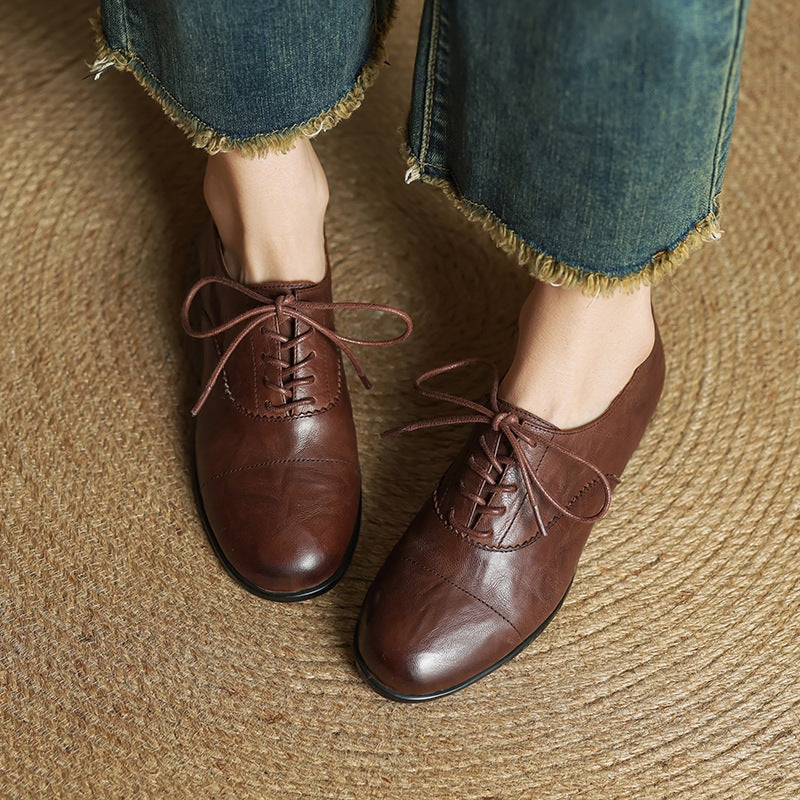 Catarina | Sapatos Oxford de Couro Mulher com Atacadores