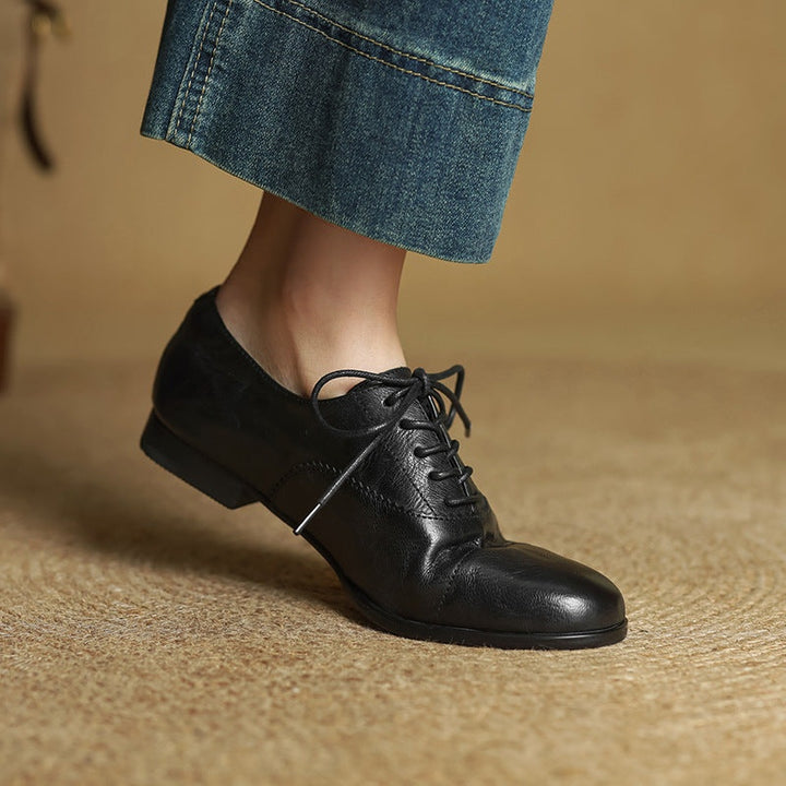 Catarina | Sapatos Oxford de Couro Mulher com Atacadores