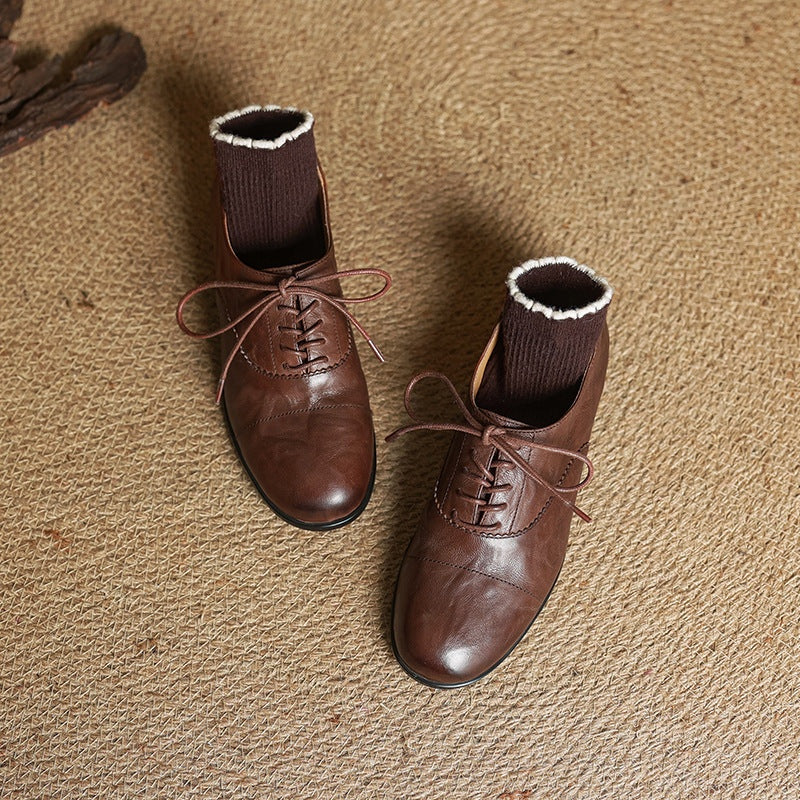Catarina | Sapatos Oxford de Couro Mulher com Atacadores
