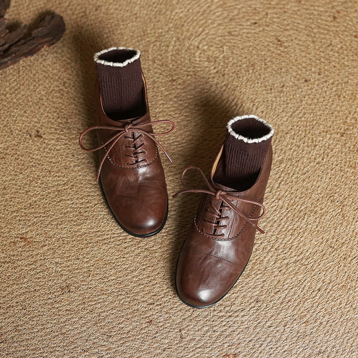 Catarina | Sapatos Oxford de Couro Mulher com Atacadores
