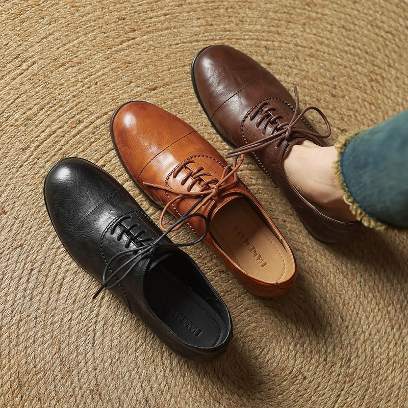 Catarina | Sapatos Oxford de Couro Mulher com Atacadores