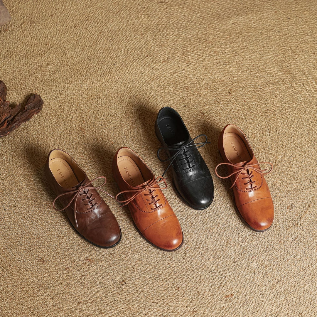 Catarina | Sapatos Oxford de Couro Mulher com Atacadores