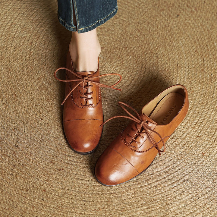Catarina | Sapatos Oxford de Couro Mulher com Atacadores