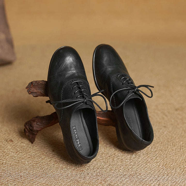 Catarina | Sapatos Oxford de Couro Mulher com Atacadores