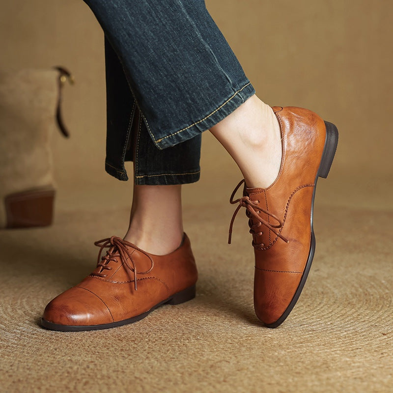 Catarina | Sapatos Oxford de Couro Mulher com Atacadores