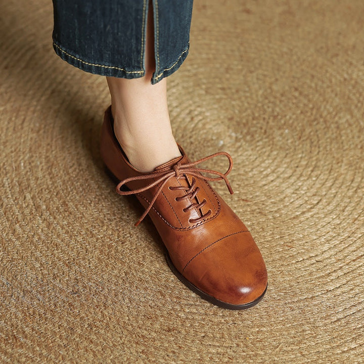 Catarina | Sapatos Oxford de Couro Mulher com Atacadores